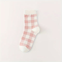 5 Pairs Bunny & Plaid Print Socks Women's Stockings