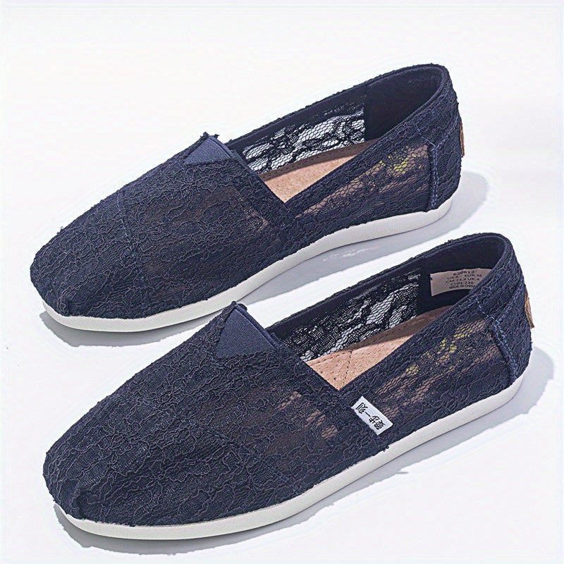 Women's Lace Flat Loafers Slip On Shoes Casual Walking Shoes