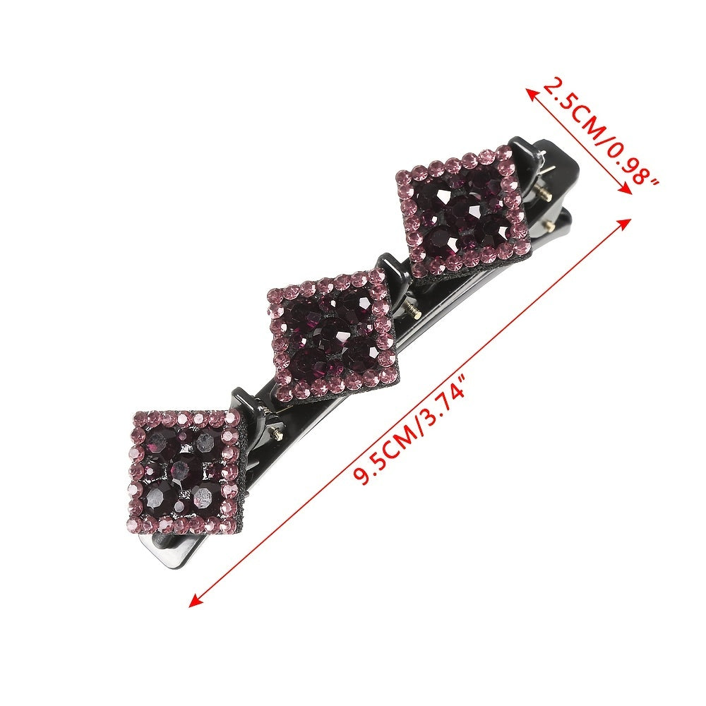 Crystal Stone Braided Hair Clips Rhinestone Barrettes Non slip Keeps Styling