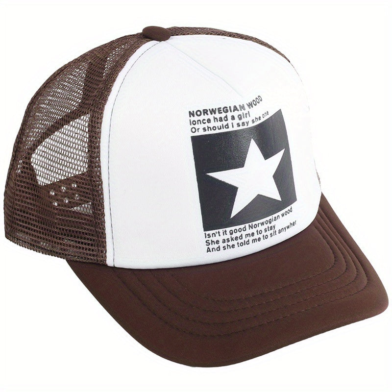 Pentagram Print Mesh Trucker Hat Unisex Breathable Baseball Cap