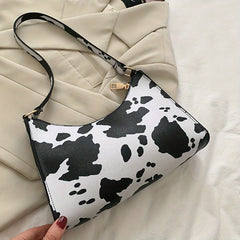 Animal Print Shoulder Bag Zipper PU Leather Versatile Crescent Bag