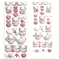 Moon Rabbit 3D Love Heart Star Stickers Set