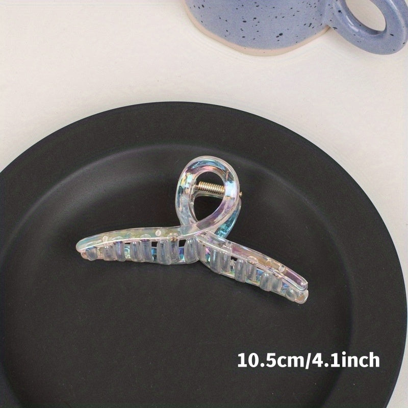 Transparent Holographic Hair Claw for Women