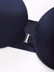 Solid Comfort Bra Plus Size Front Closure Wide Strap Bralette