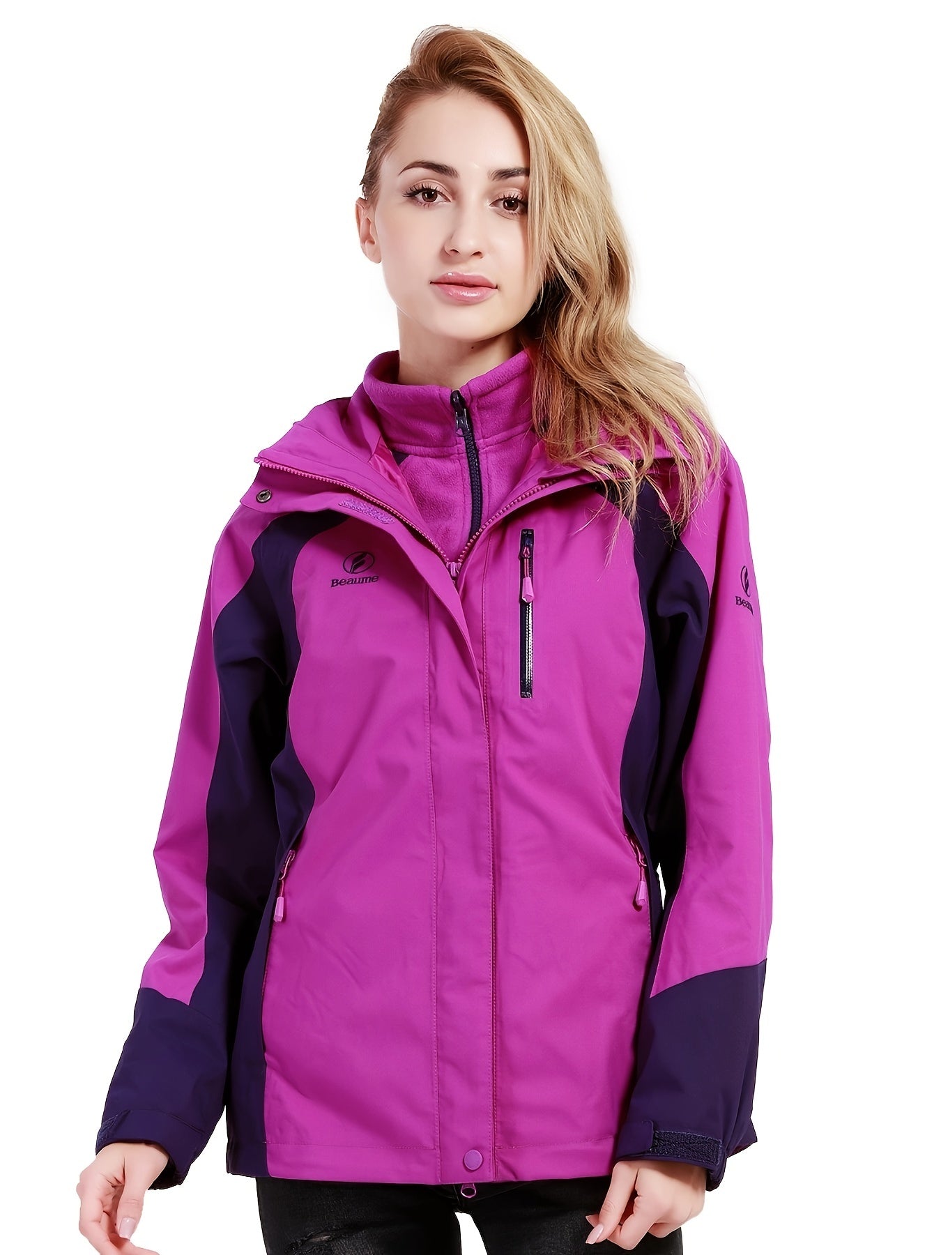 3-in-1 Winter Hooded Jacket Waterproof Ski Coat Women's Outdoor Ski Jacket
