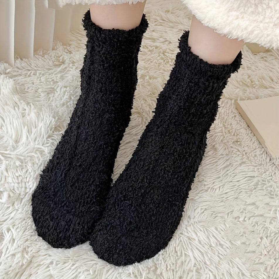 7 Pairs Fuzzy Socks Warm Mid Tube Stockings