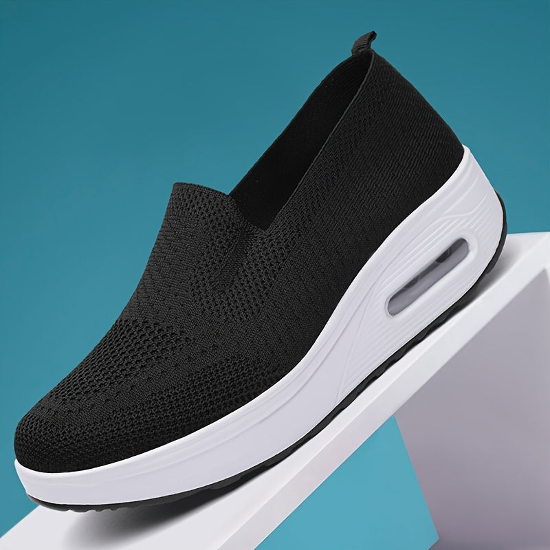 Women's Knit Sports Sneakers Thick Sole Air Cushion Running Shoes