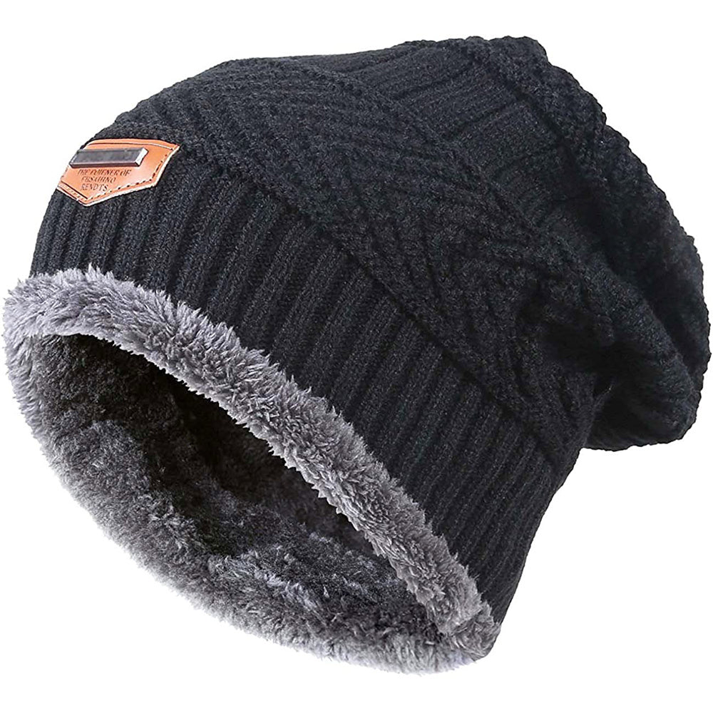Slouchy Beanie Winter Hat Windproof Warm Knit Cap Touch Screen Mittens