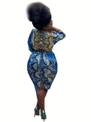  Sexy Dress Women's Plus Snake Print Dress