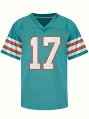 Men's American Green Football Jersey V-neck Short Sleeve Uniform