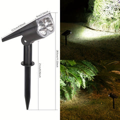 1pc Solar Spotlight 2 LED Lighting Waterproof IP65 & Adjustable