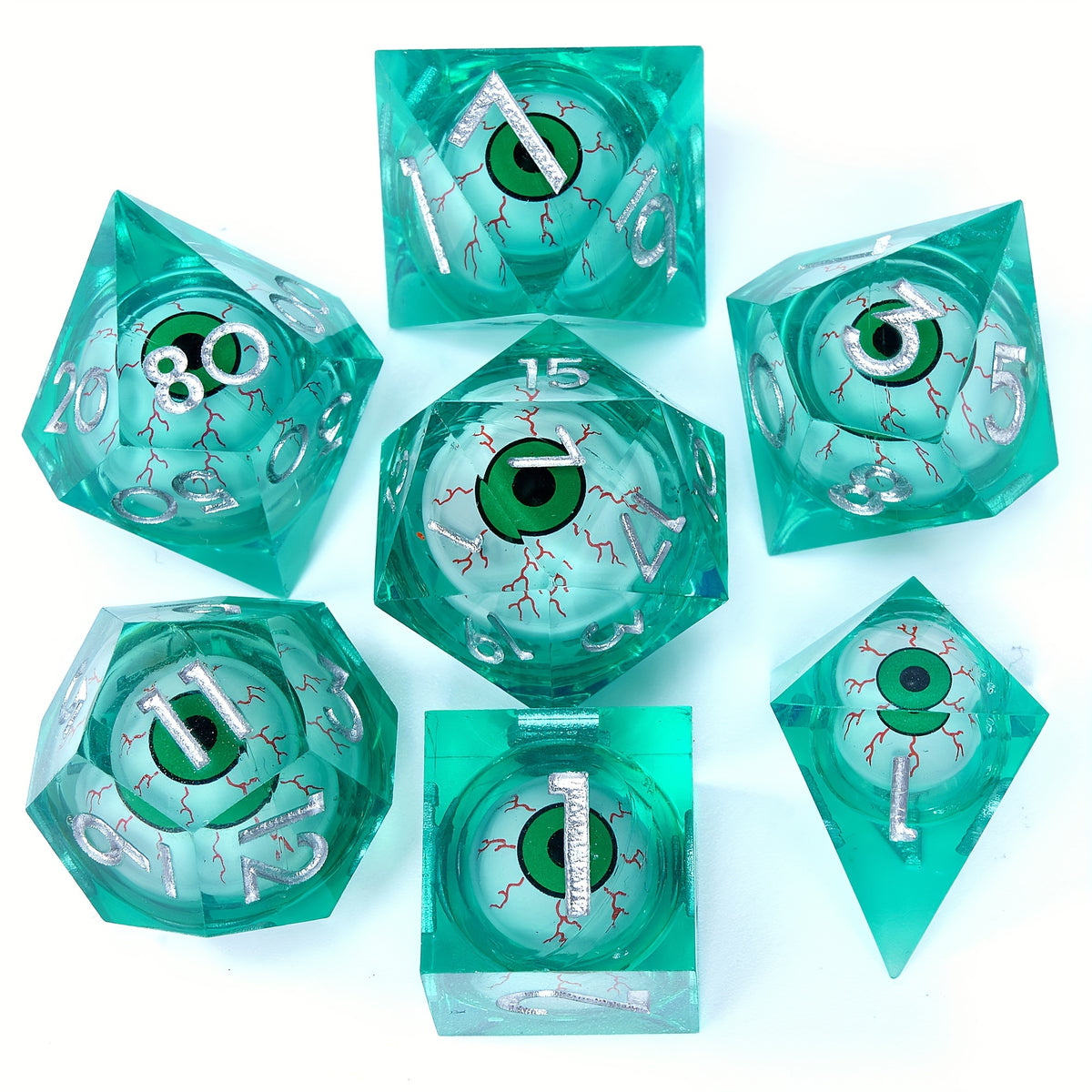 7pcs Floating Eyeball Polyhedral Sharp Edge Dice Set Roleplaying Game Gift
