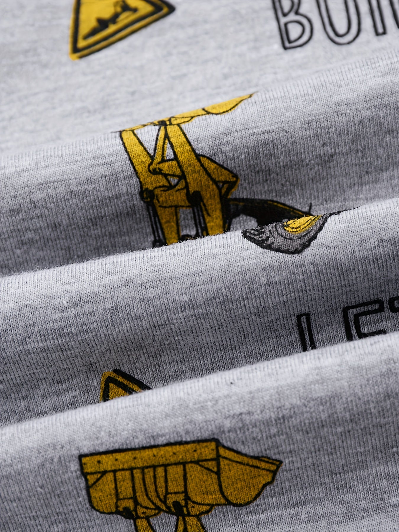 Excavator Pattern Kid's Pajamas 2pcs Long Sleeve Top & Pants Set