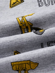Excavator Pattern Kid's Pajamas 2pcs Long Sleeve Top & Pants Set
