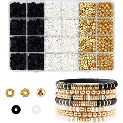 4000pcs Friendship Necklace Bracelet Making Kit Polymer Clay Beads Golden Beads