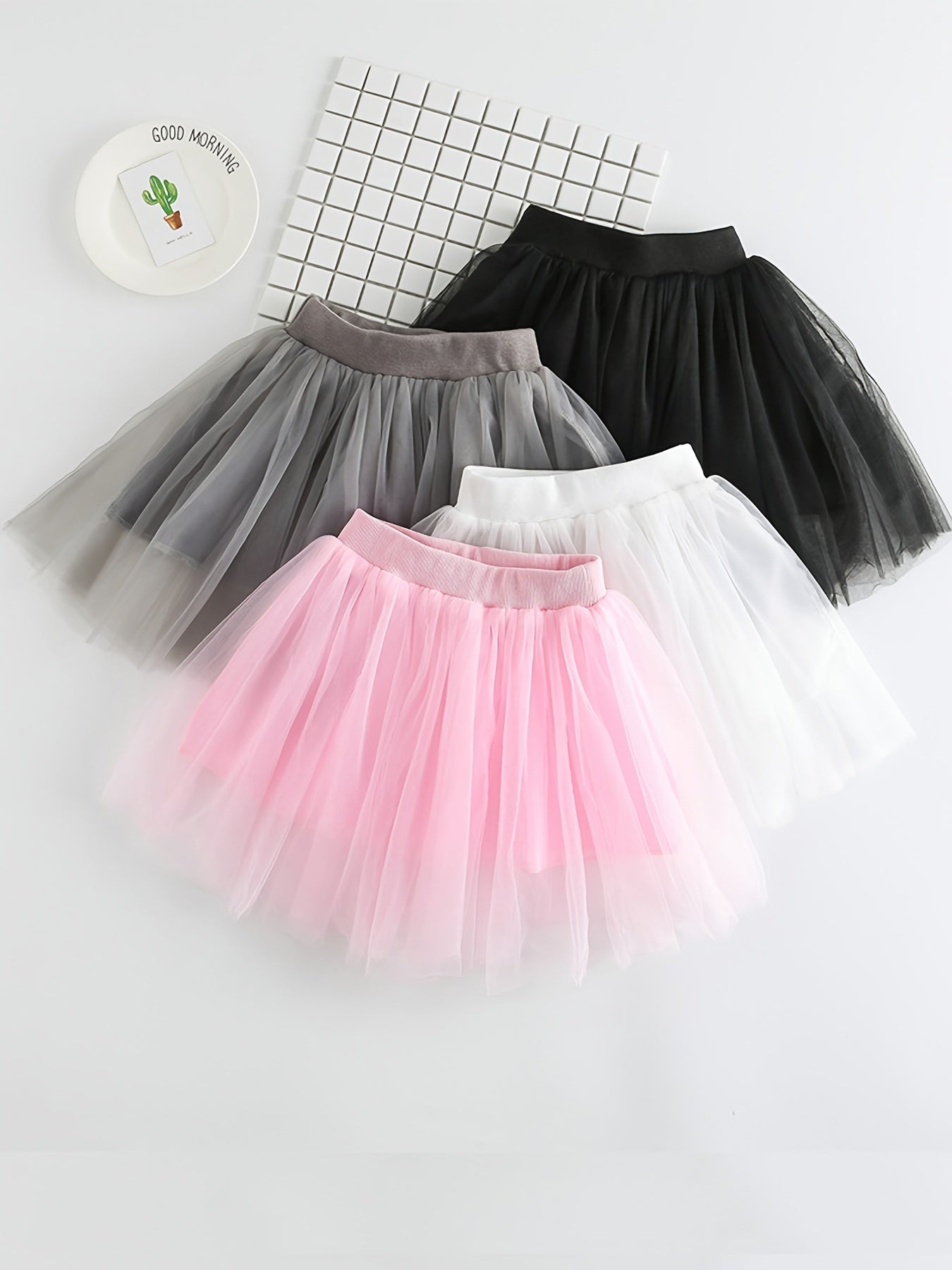 Toddler Girls Solid Tutu Skirt Mesh Skirt For Ballet Dance Practice