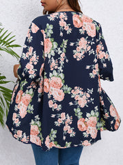  Floral Print Open Front Coat