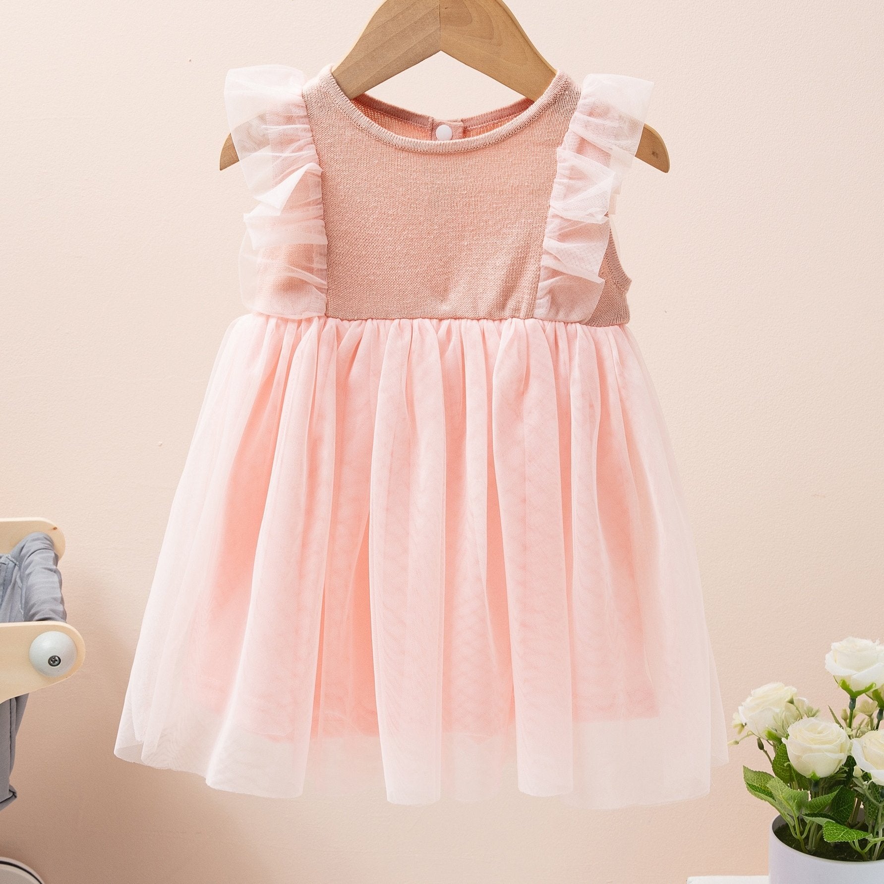 Pink Tulle Lace Princess Dress for Baby Girls