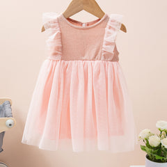 Pink Tulle Lace Princess Dress for Baby Girls