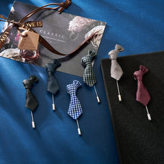 6pcs Polyester Striped Tie Brooches Mixed Colors Suit Shirt Lapel Decoration Men