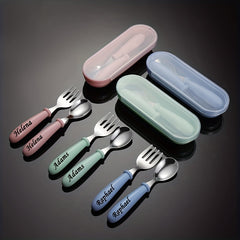 Personalized Kids Tableware Set Spoon Fork Storage Box