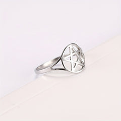 Stainless Steel Pentagram Symbol Ring for Men