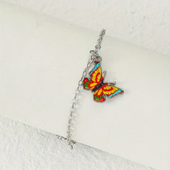 Colorful Butterfly Pendant Chain Anklet Boho Style Adjustable Women Dating Gift