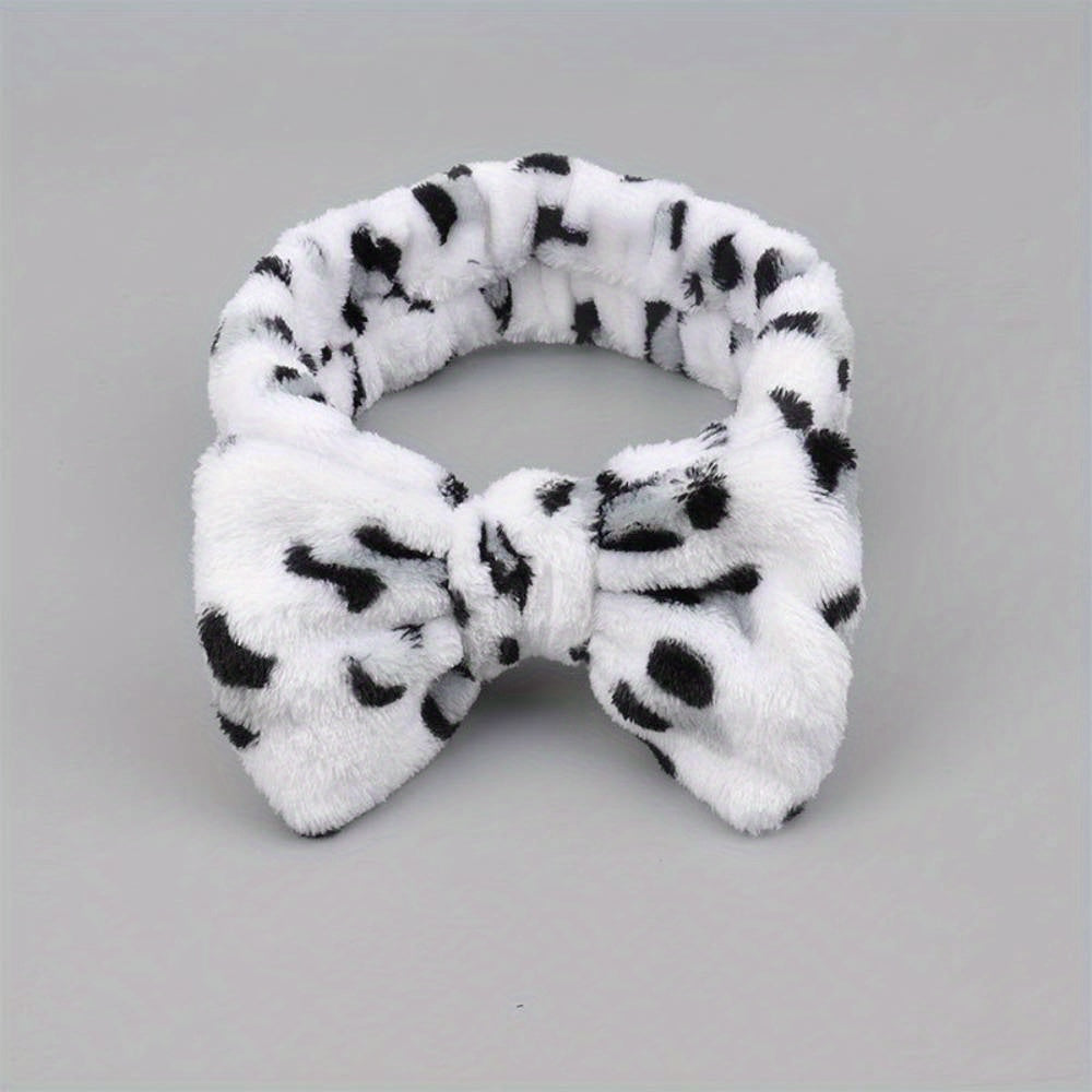 Soft Coral Fleece Bow Hair Band for Women