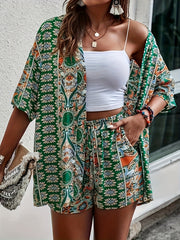 Cachemire Print Kimono & Shorts Set