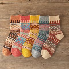 Geometric Pattern Colorblock Socks for Women