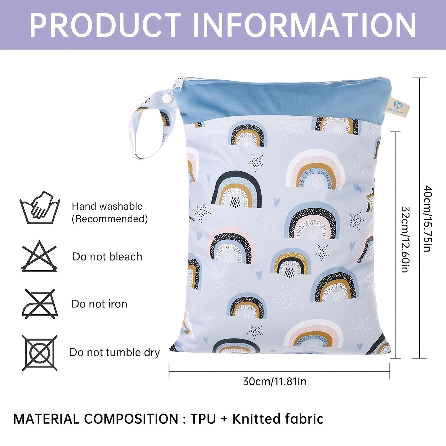 Wet Dry Bag Baby Cloth Diaper Nappy Washable Watercolor Animals