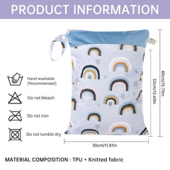 Wet Dry Bag Baby Cloth Diaper Nappy Washable Watercolor Animals