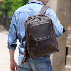 Retro Leather Backpack Men's Casual Large Capacity