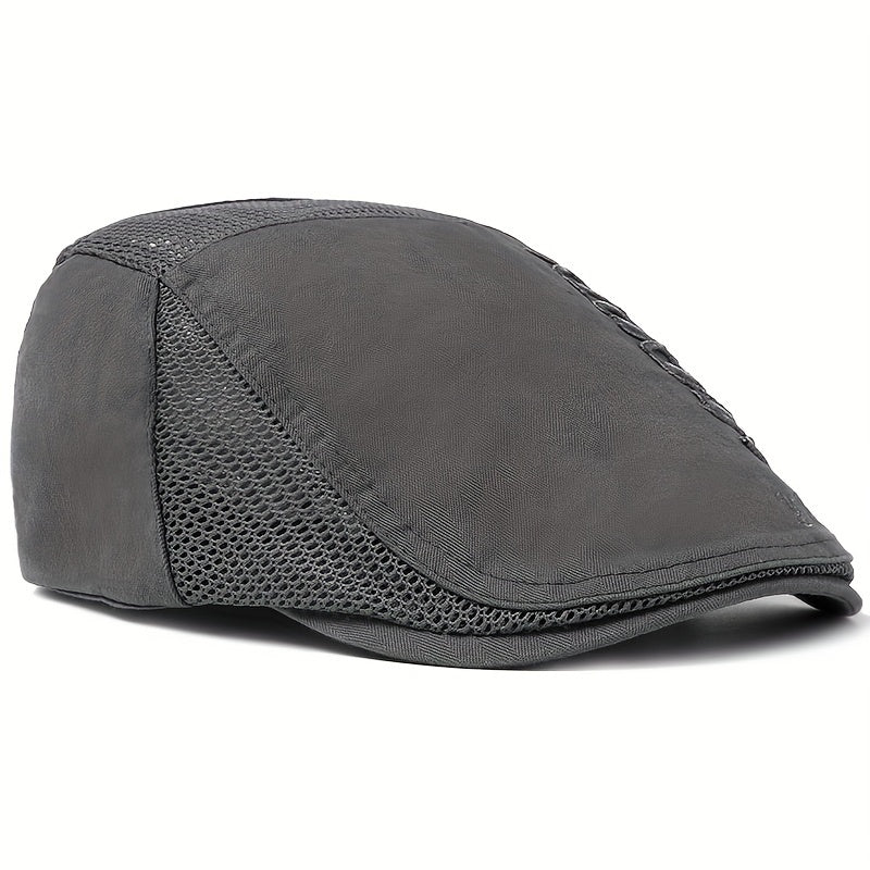 Men's Summer Beret Mesh Cap Sun Visor Flat Cap Adjustable Newsboy Cap