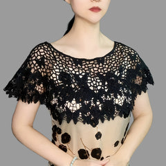 Flower Hollow Out Shawl Solid Breathable Wrap Casual Cape Decorative Shawl