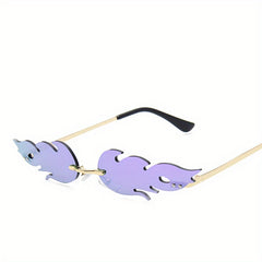 Y2K Flame Rimless Sunglasses Funny Tinted Glasses UV400