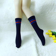 4 Pairs Striped Crew Socks Women's Stockings