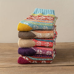 Geometric Pattern Colorblock Socks for Women