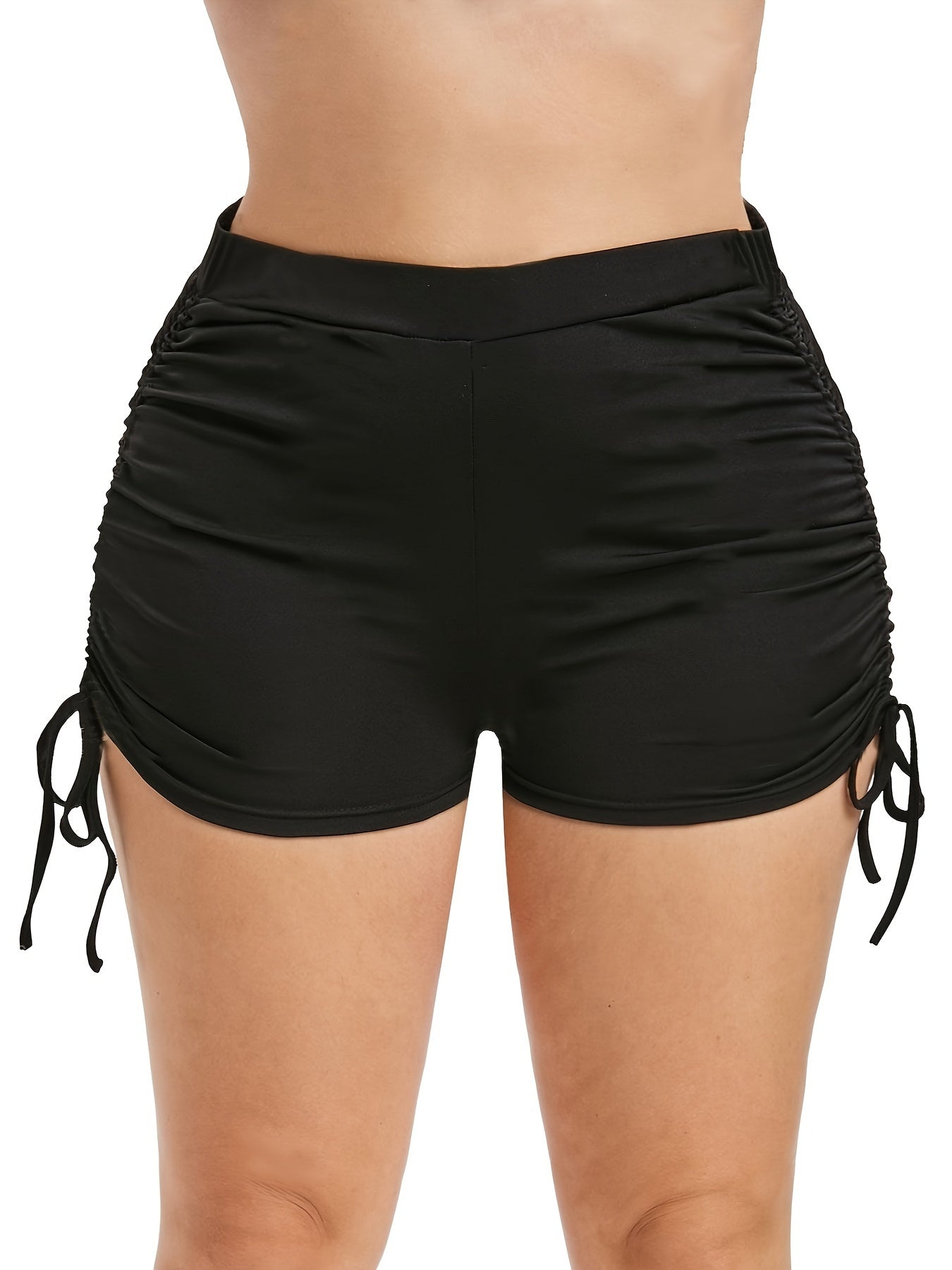  Lace Up Side Ruched Stretch Shorts