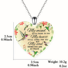 Love Heart Pendant Necklace With Bird Pattern Holiday Party Jewelry