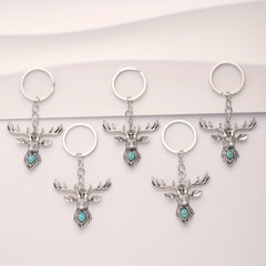 5pcs Deer Head Key Chains Alloy Jewelry Business Luggage Bag Pendant Halloween