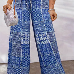  Floral Paisley Print Drawstring Pants