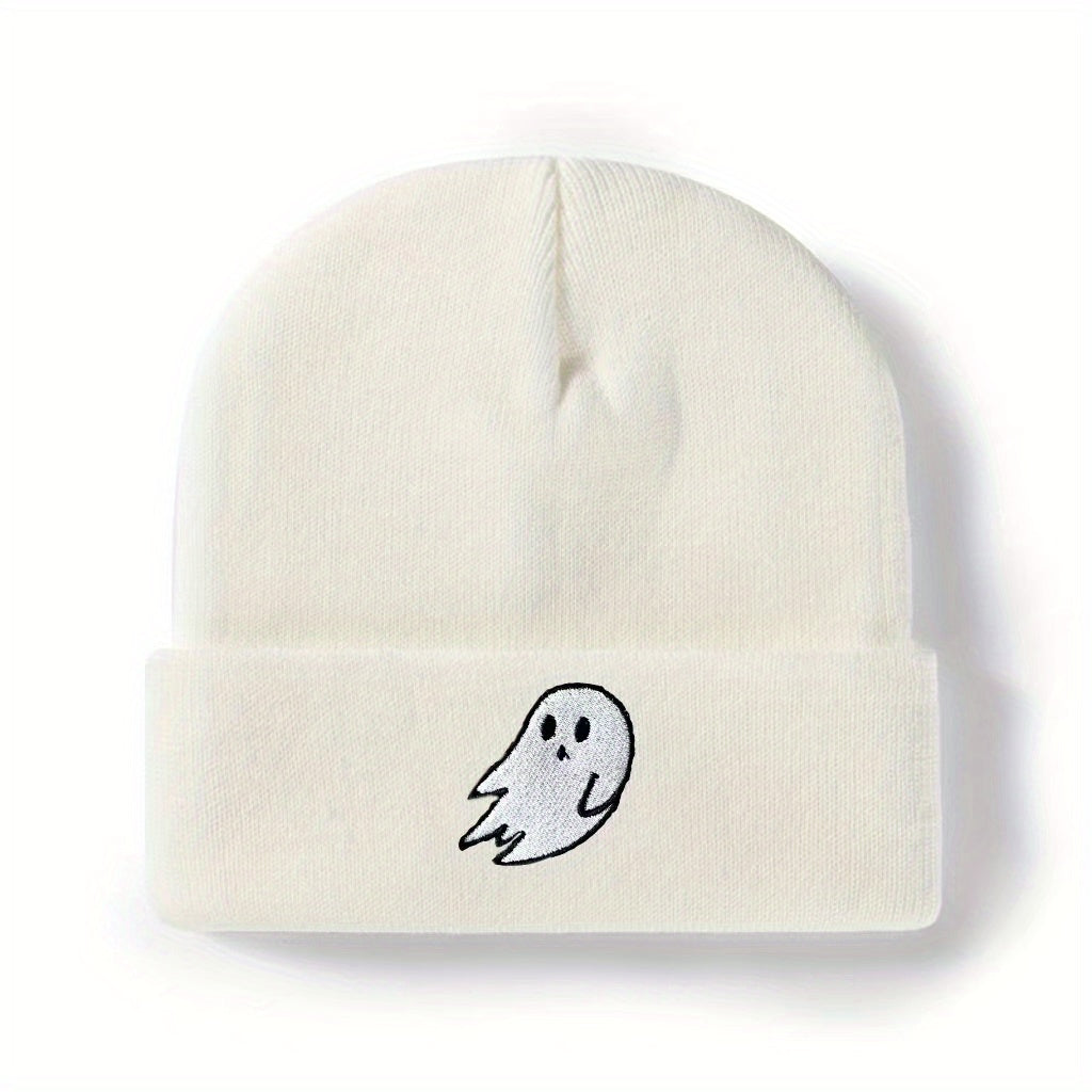 Embroidered Knitted Hat Cartoon Pattern Warm Beanie Hat Unisex