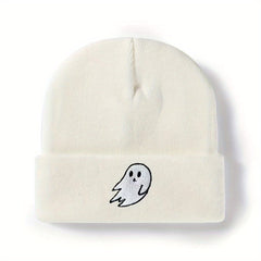 Embroidered Knitted Hat Cartoon Pattern Warm Beanie Hat Unisex