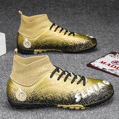 Boys' High Top TF Football Boots Anti-skid Breathable Soccer Cleats