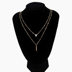 Double Layer Water Drop Shape Rhinestone Tassel Necklace Set