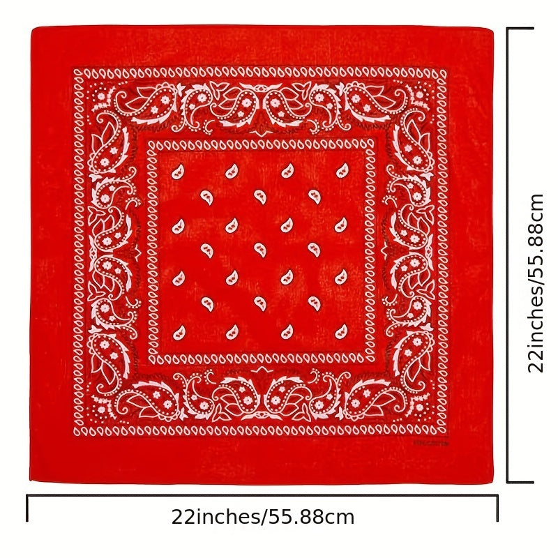 55 Square Red Paisley Print Scarf Bandana Headband Wrap