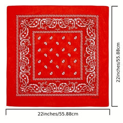55 Square Red Paisley Print Scarf Bandana Headband Wrap