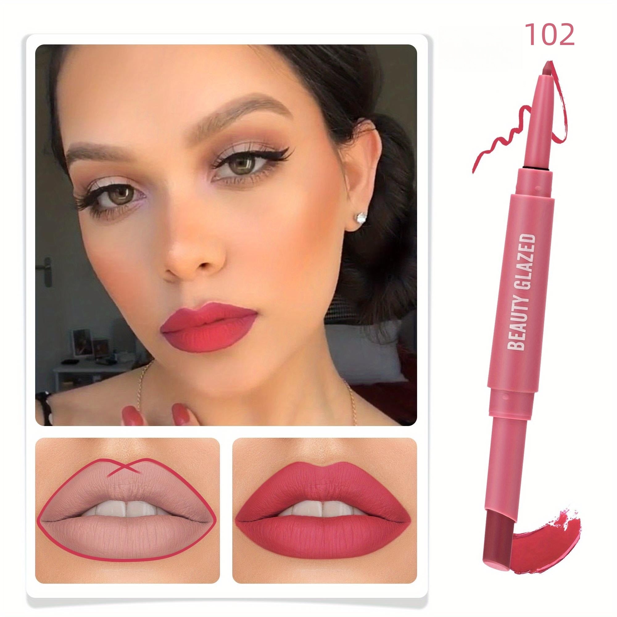 2-in-1 Lip Liner & Lipstick Set Matte Waterproof Durable Gift