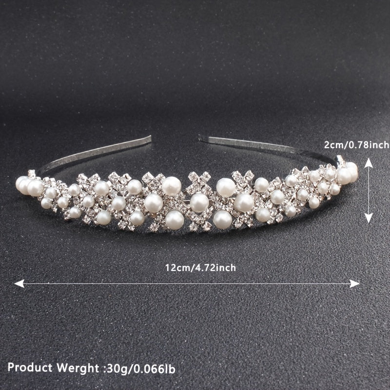 High-end Pearl Rhinestone Bridal Headdress Hair Hoop